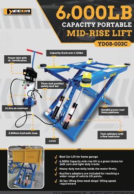 6000LB Portable 13.5-135cm Safety Lock Mid Rise Car Lift For Car / Light Truck Service