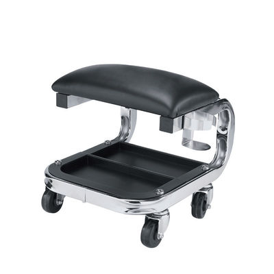 Roller Seat: Cup Holder, Chrome Frame, 7cm Foam, 4 Casters for Vehicle/Equipment Repair