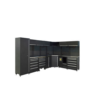 Steel Combo Cabinet: SS Top, 300kg Load, LED, Sockets for Auto Shop/Garage/Workshop