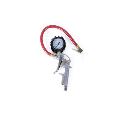 Tire Gauge w/Inflation Gun: 0-15bar, Short Hose for Cars/Motorcycles/Bicycles