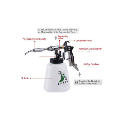 Pneumatic Cleaning Guns: Foam/Pulse/Jet, 1L Tank for Car/Factory/Home Cleaning