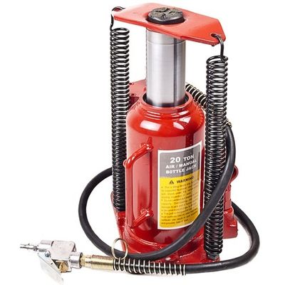 Red 20Ton Pneumatic Hydraulic Bottle Jack With Ram Saddle
